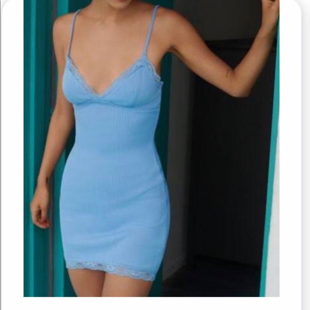 🦋Ribbed lace trim mini dress 🦋